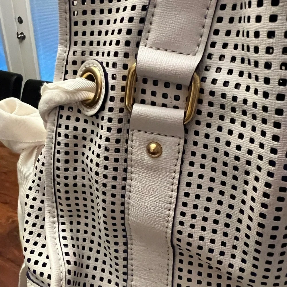 Juicy Couture White and Black Perforated Satchel